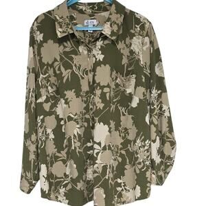 Denim & Company Women Sz 3X Green Floral Fairy Grunge Lightweight Whimisgoth Top